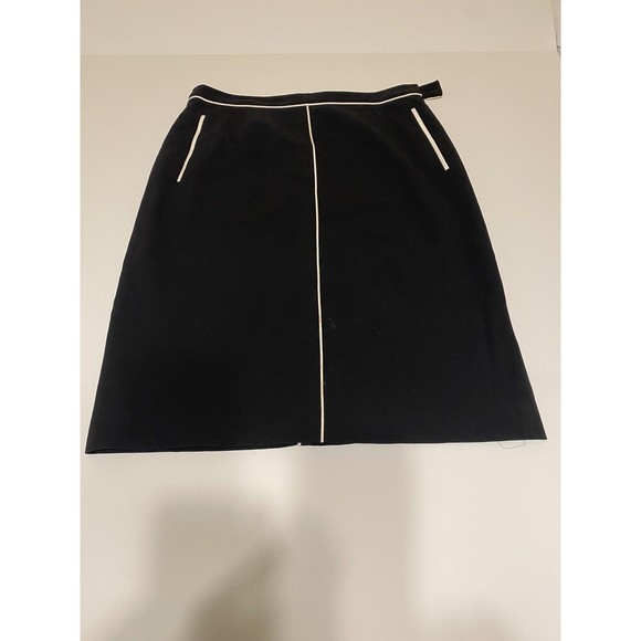 Vintage Casual Corner Pencil Skirt Women’s‎ Sz 8 Black Side Zip & Side Leg Slit - Picture 1 of 11